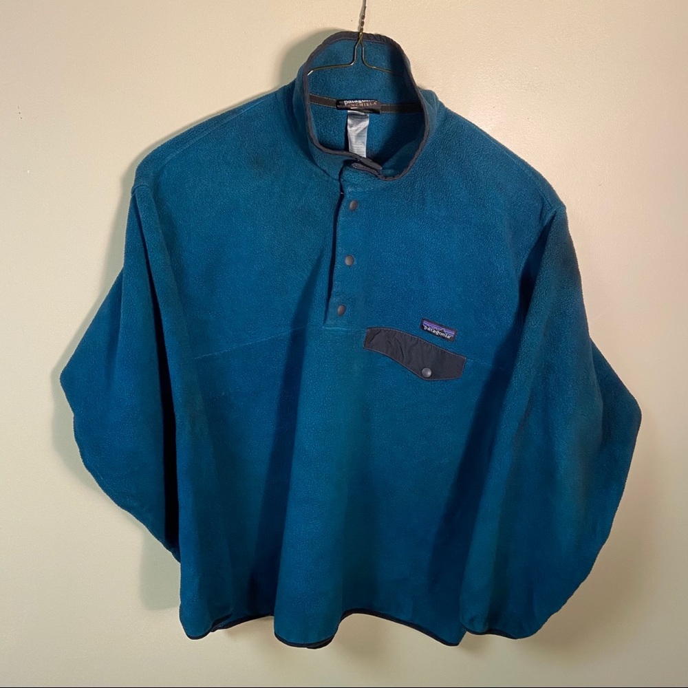 Patagonia Blue Teal Snap-Front Fleece Pullover